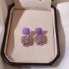 Purple full diamond square stud earrings with a niche design sense for women, high-end earrings and pendants, elegant and internet-famous exquisite pure silver earrings 011 Application Scenario